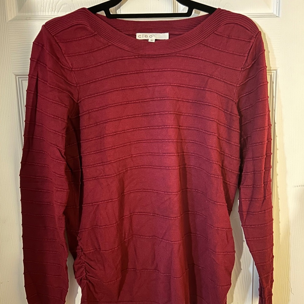 Cleo Burgundy Striped Long Sleeve Sweater Size XL